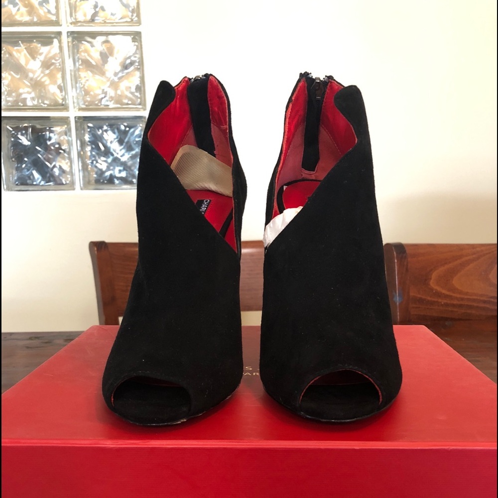 Charles Jourdan Black suede booties